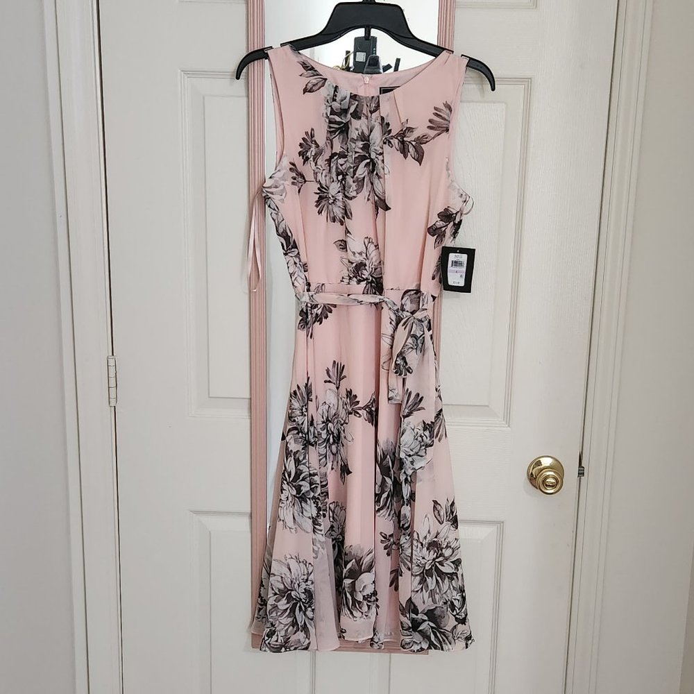 JH Pink and Black Floral Dress Size 6 NEW